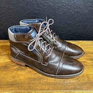 GBX Kirk Mens Brown Leather Lace‎ Up Ankle Boots Size 9 M